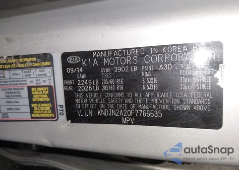 2015 Kia Soul z USA, uszkodzony, nr VIN KNDJN2A20F7766635